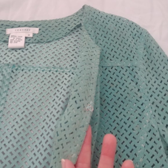 Vintage Suede Jacket perforated (like laser cut) w/ hook & eye closure, unique - Picture 10 of 12